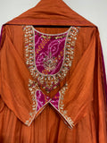 Bandhej Amber & Green Mul Chanderi Suit