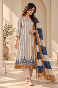 Chevron Chanderi Cotton Silk Suit