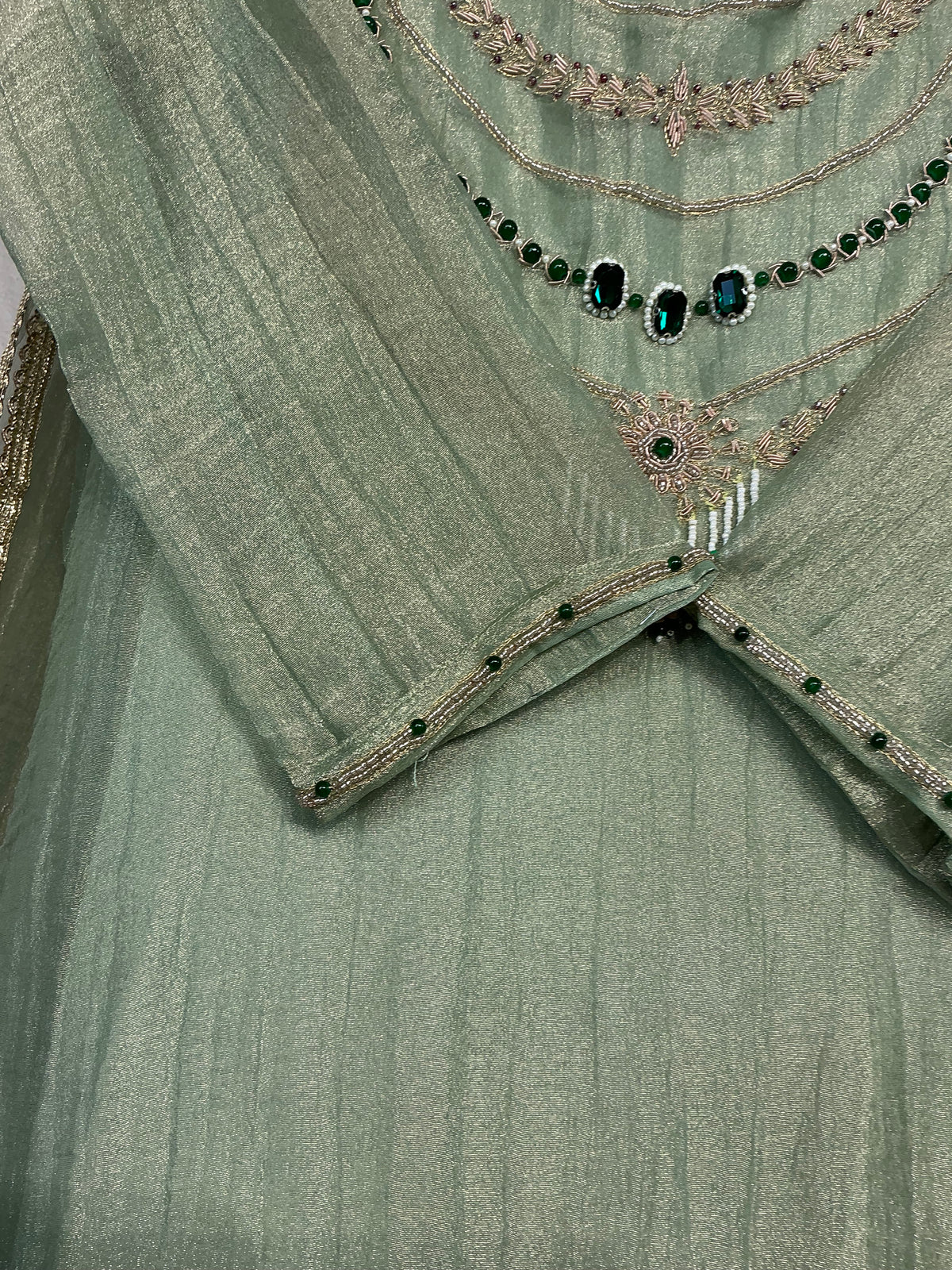 RAANI HAAR ROSE GOLD + SAGE GREEN CRUSH TISSUE SHIMMER SUIT