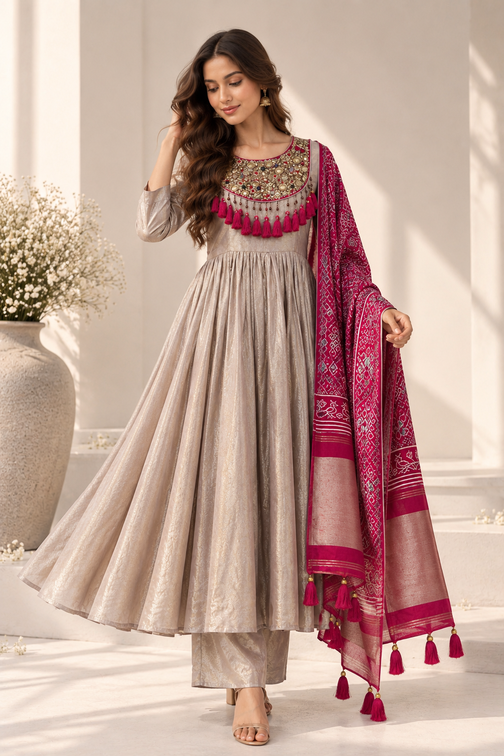 Patola Zari Tissue Shimmer Suit