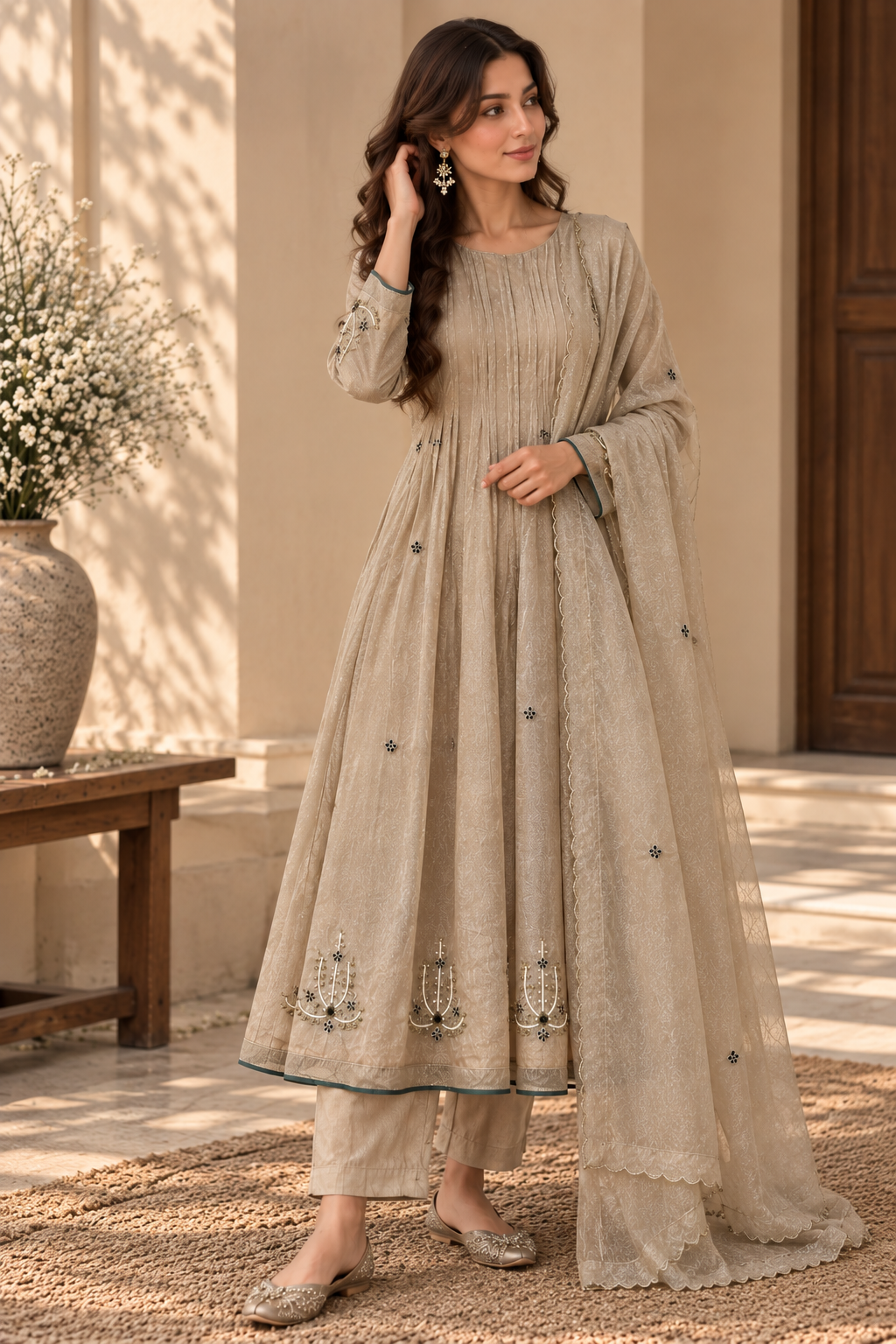 Champagne Tissue Shimmer Suit