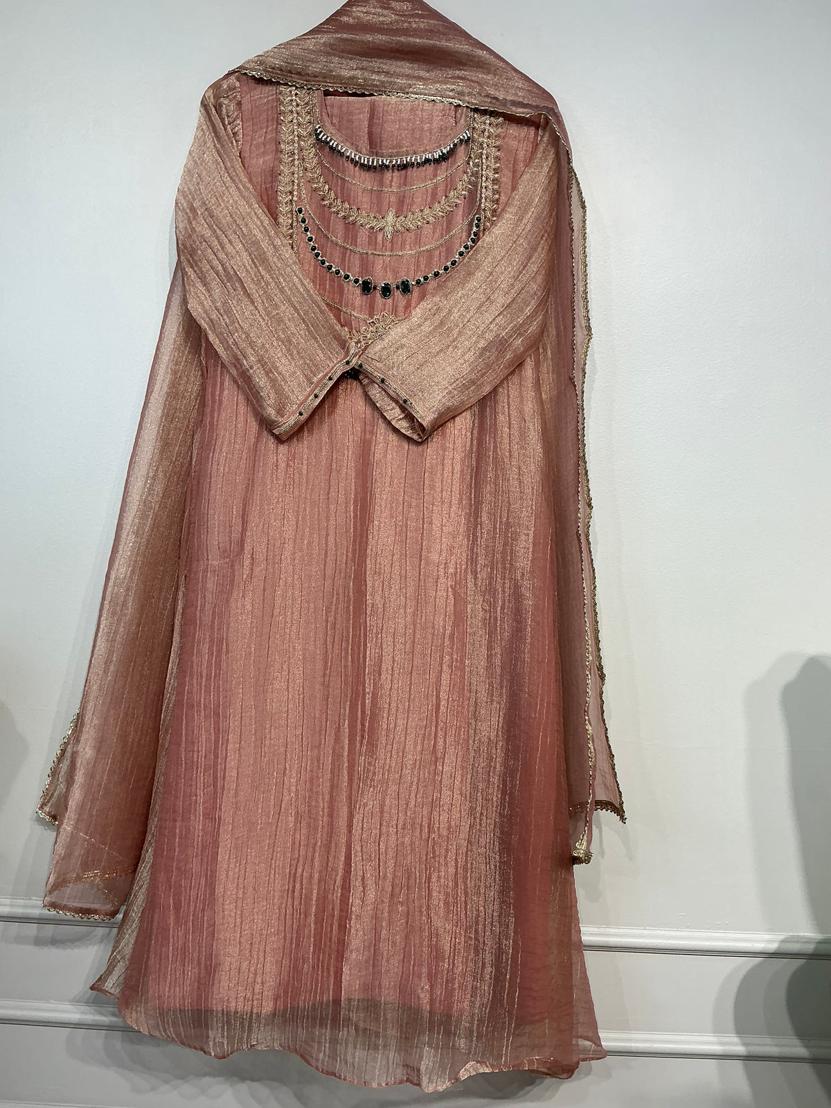 RAANI HAAR ROSE GOLD + SAGE GREEN CRUSH TISSUE SHIMMER SUIT