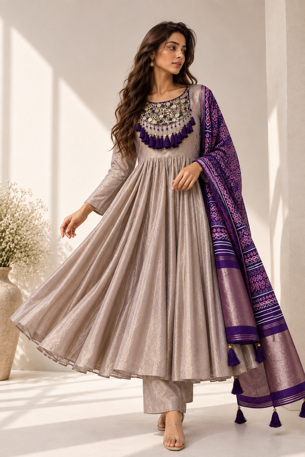 Patola Zari Tissue Shimmer Suit