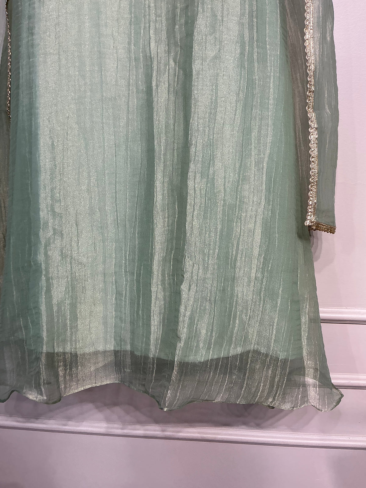 RAANI HAAR ROSE GOLD + SAGE GREEN CRUSH TISSUE SHIMMER SUIT