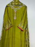 Mehandi Sequence Zardozi Mul Chanderi Suit