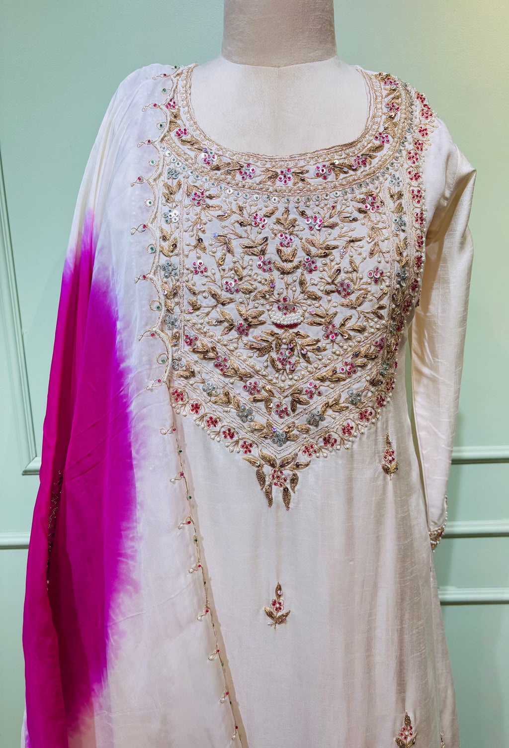 Ivory Gulnaar Embroidered Suit Set