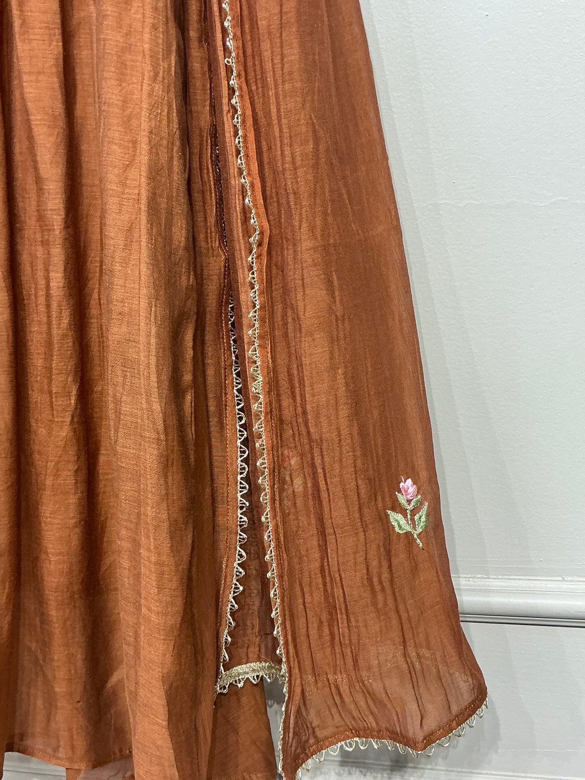 Mocha Brown & Green Mul Chanderi Suit