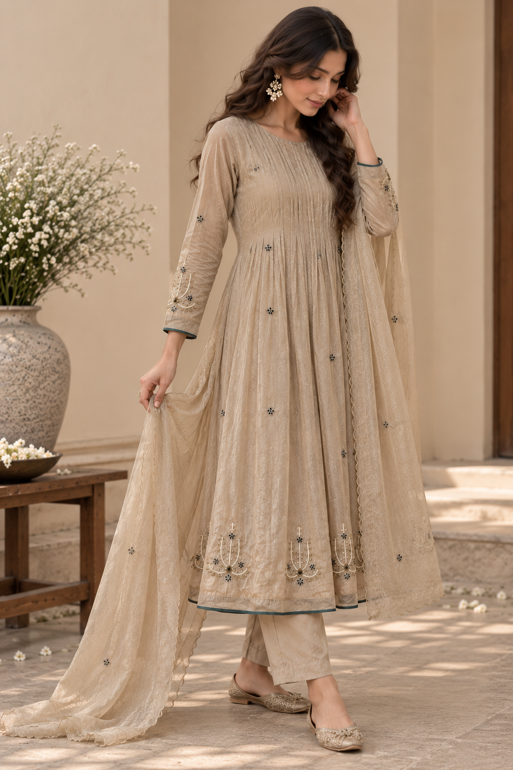Champagne Tissue Shimmer Suit