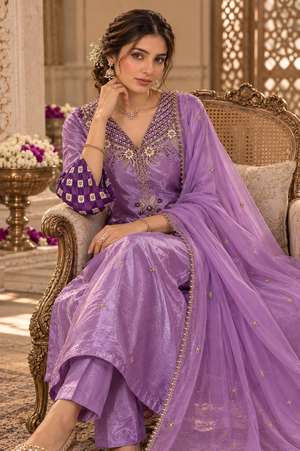 Lilac & Zari Shimmer Suit