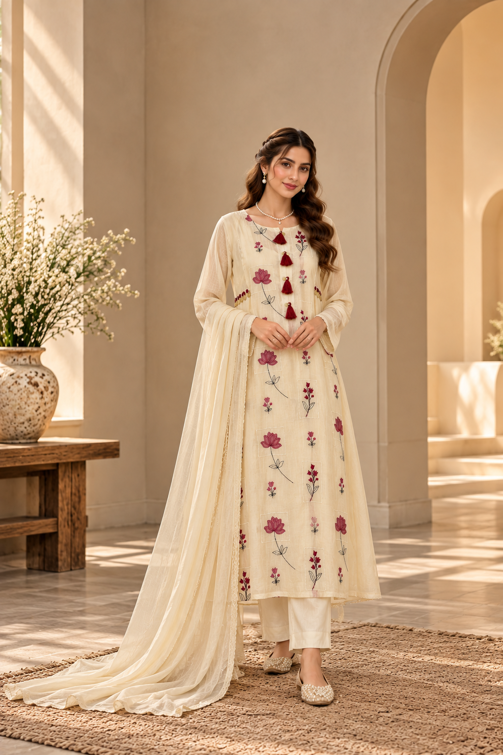 Ivory Lotus Bloom Suit
