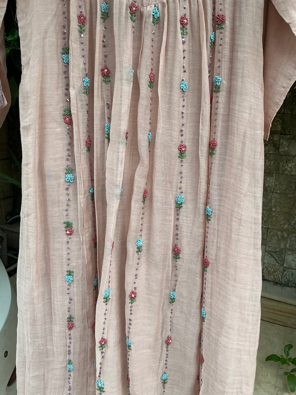 Nude Pink Blossom Mul Chanderi Suit