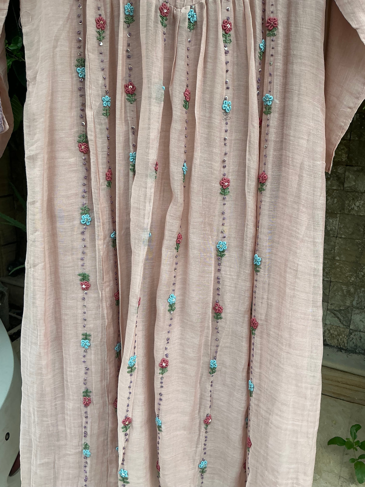 Nude Pink Blossom Mul Chanderi Suit