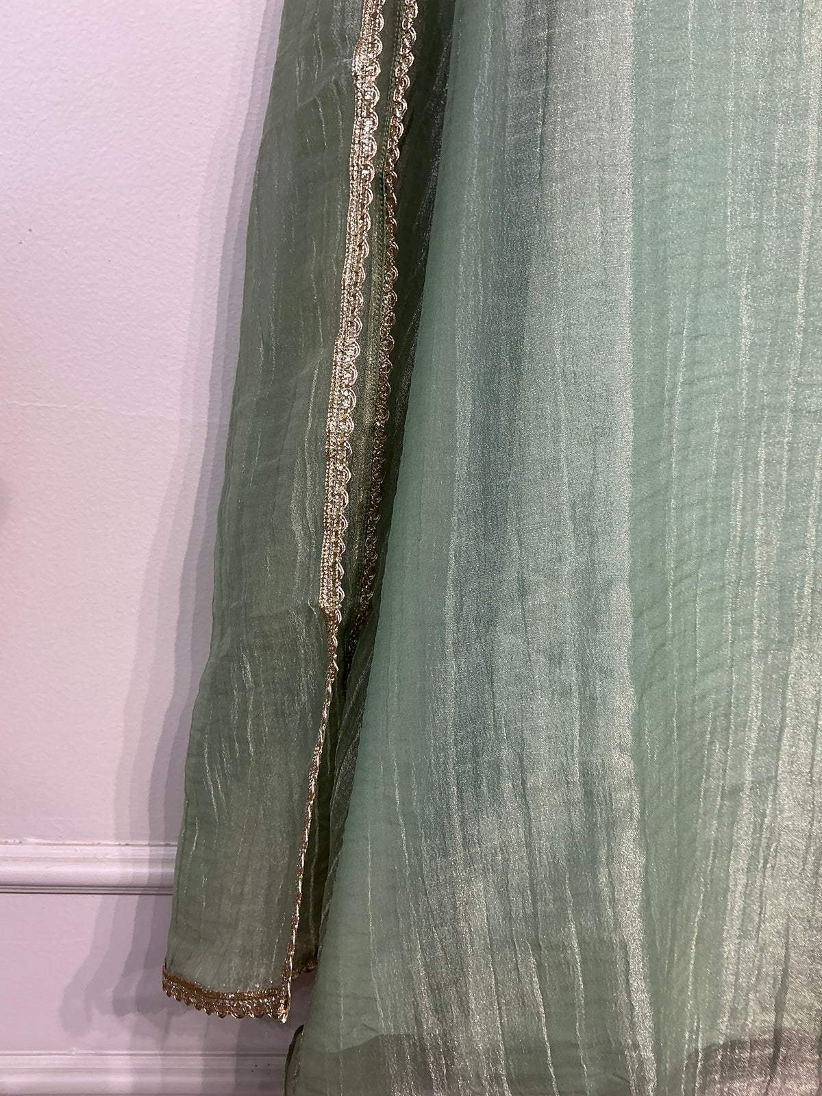 RAANI HAAR ROSE GOLD + SAGE GREEN CRUSH TISSUE SHIMMER SUIT