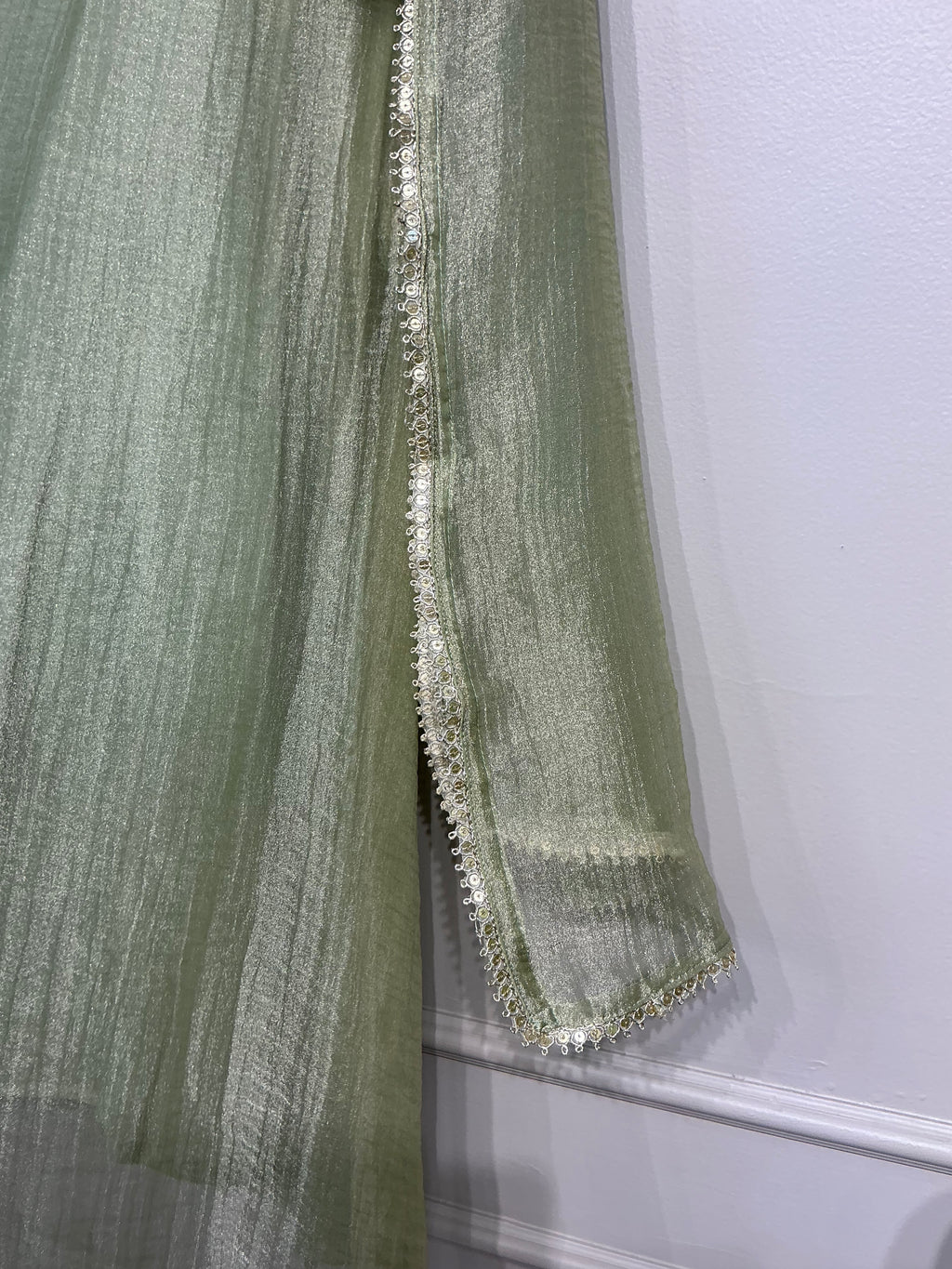 Peacock Crush Tissue Shimmer Suit