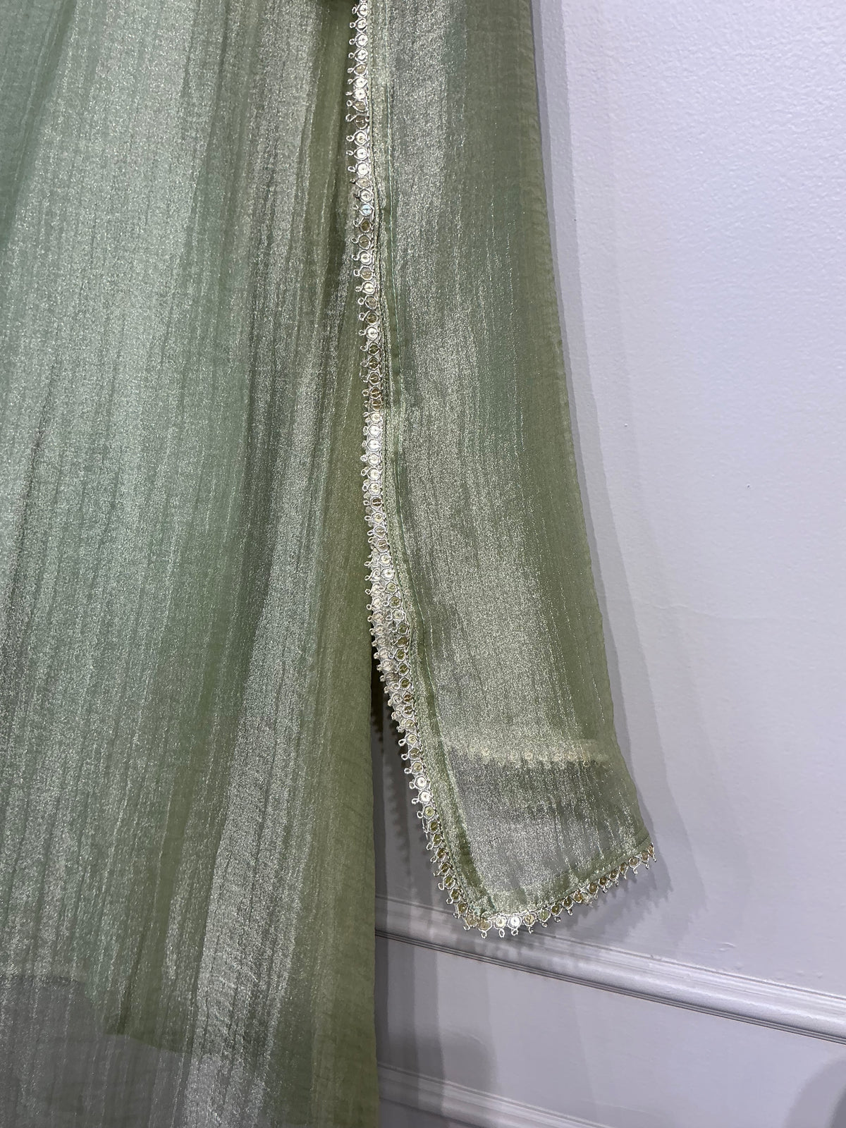 Peacock Crush Tissue Shimmer Suit