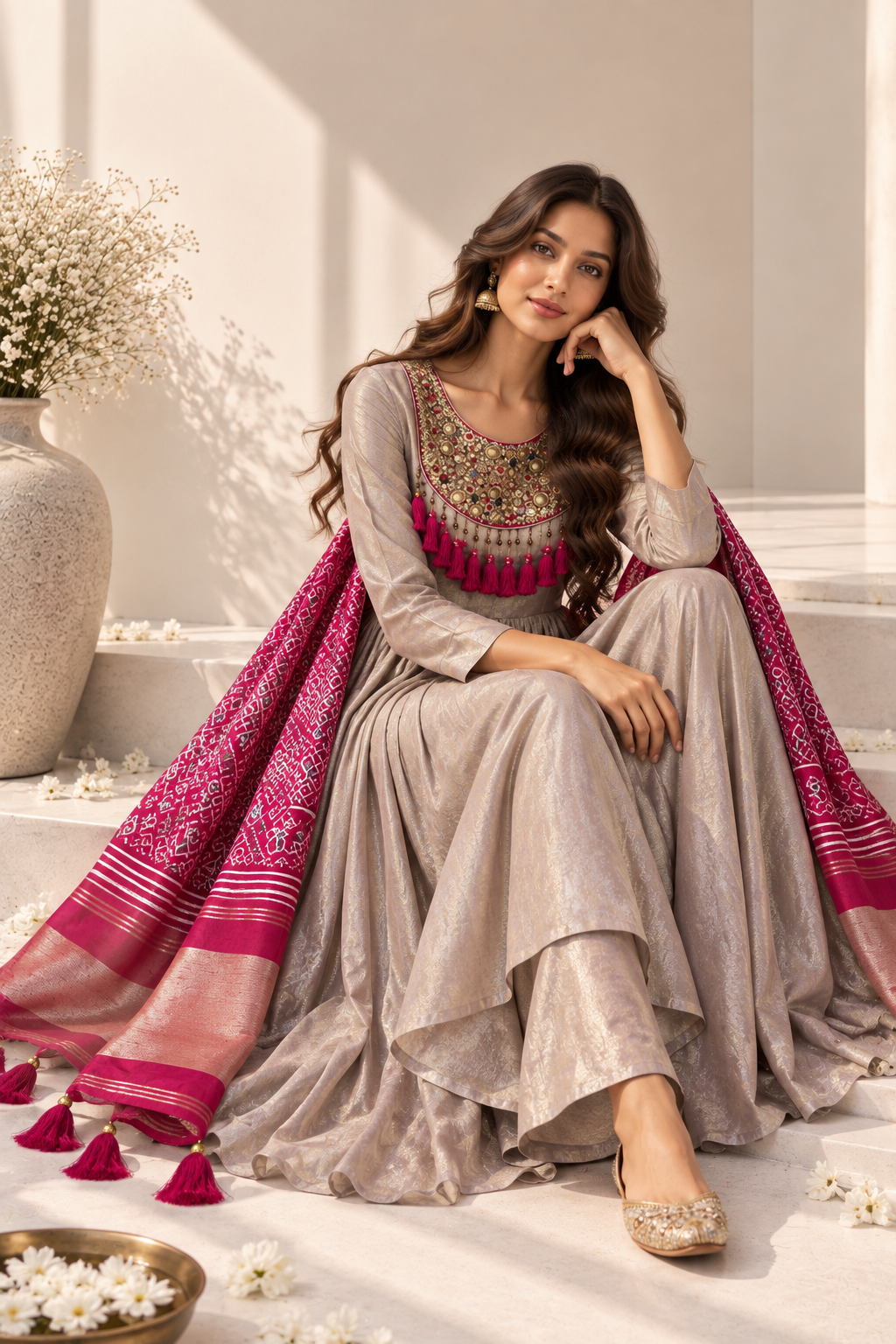 Patola Zari Tissue Shimmer Suit