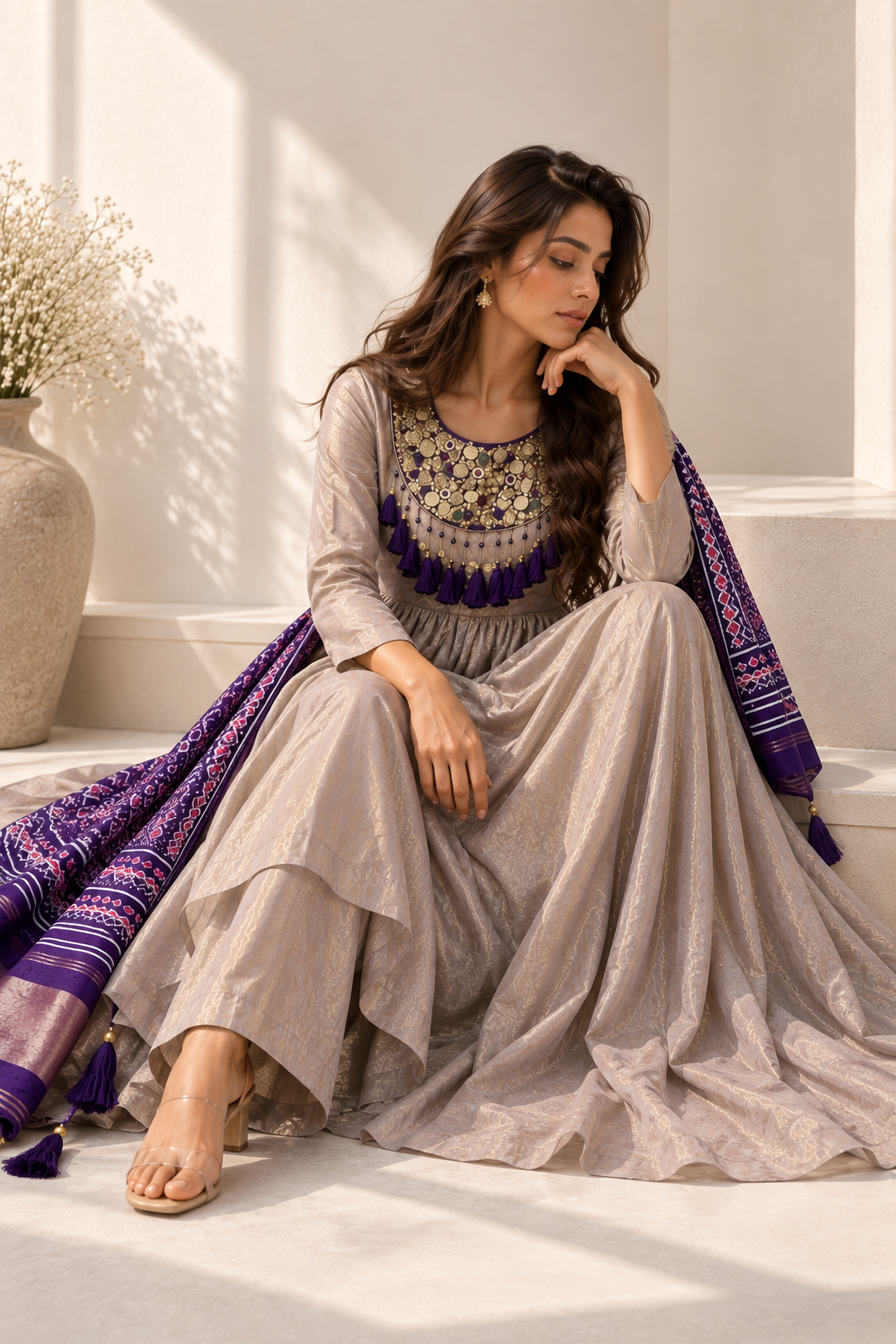 Patola Zari Tissue Shimmer Suit