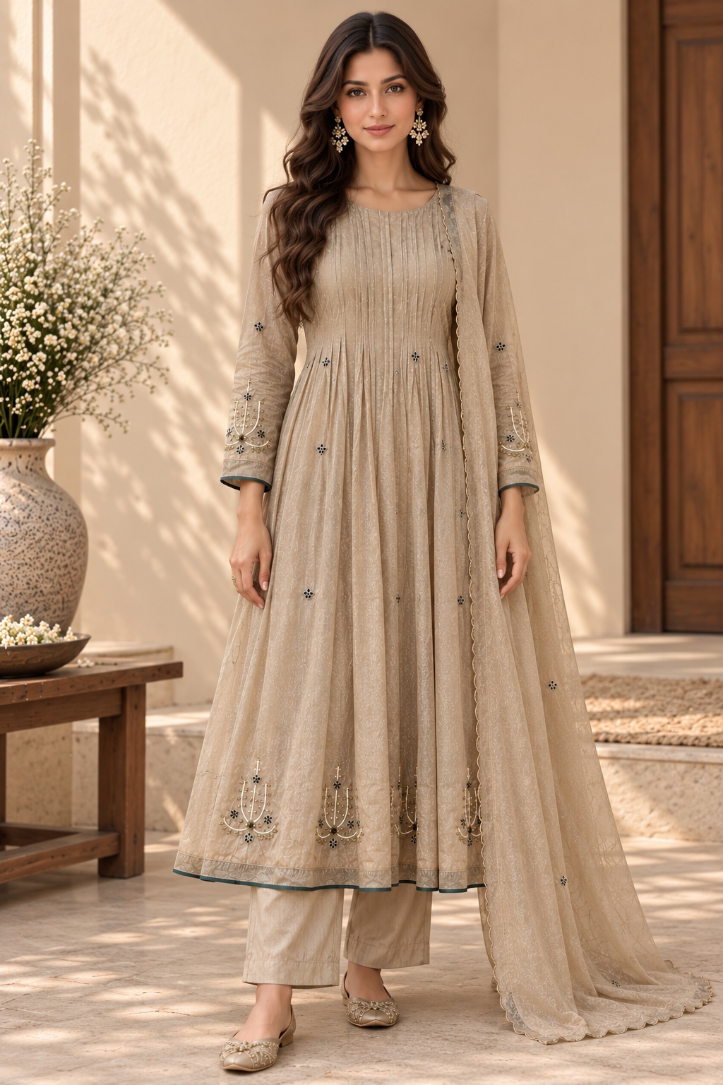 Champagne Tissue Shimmer Suit