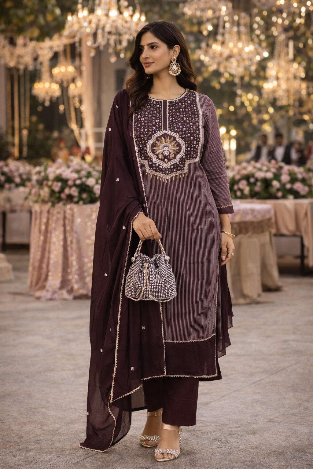 Mid night Shimmer Suit Set