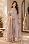 Crush Mul Chanderi Zari Embroidered Suit