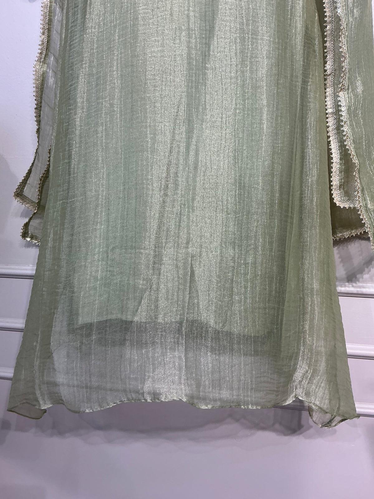 Peacock Crush Tissue Shimmer Suit