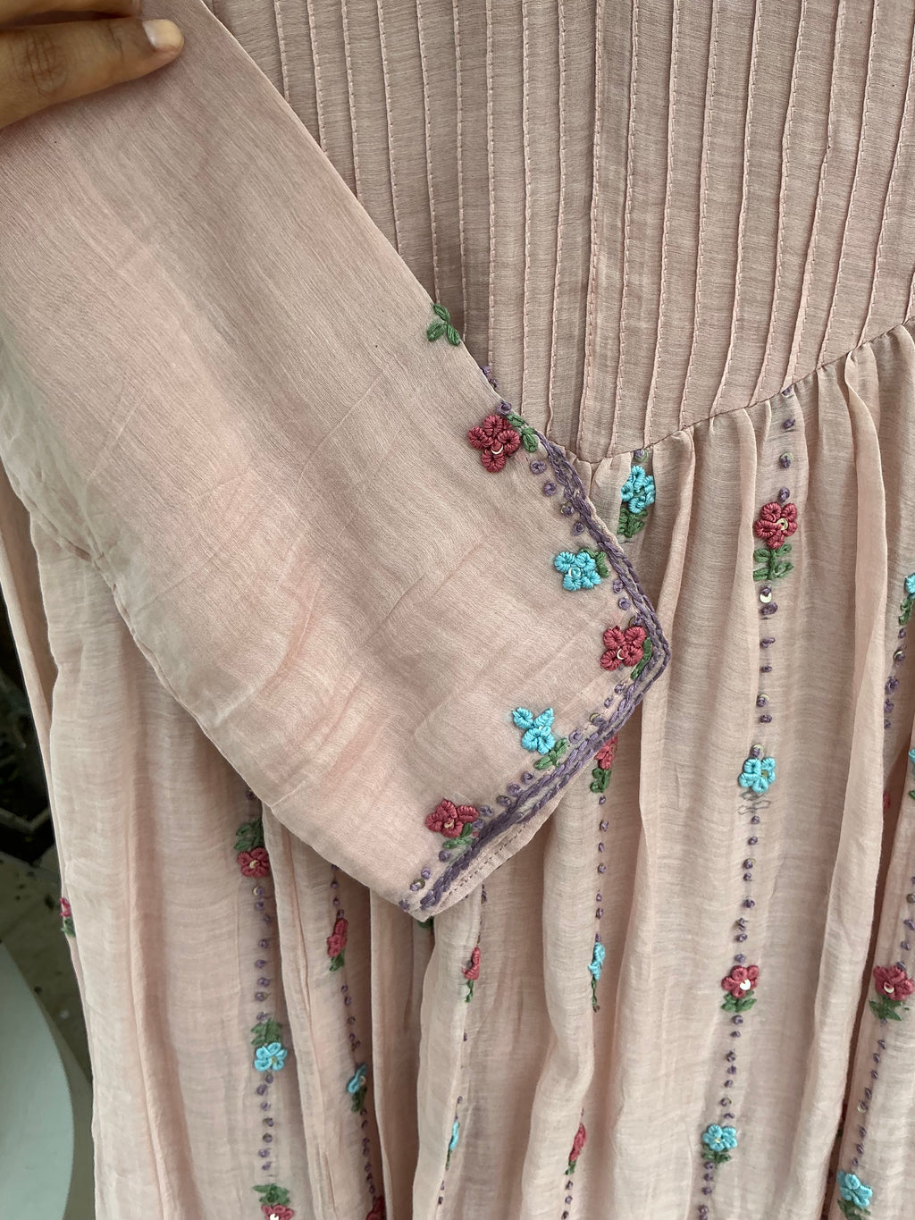 Nude Pink Blossom Mul Chanderi Suit