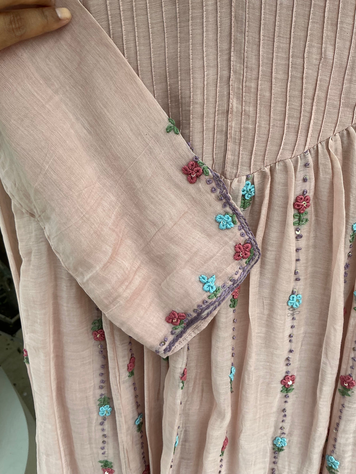 Nude Pink Blossom Mul Chanderi Suit