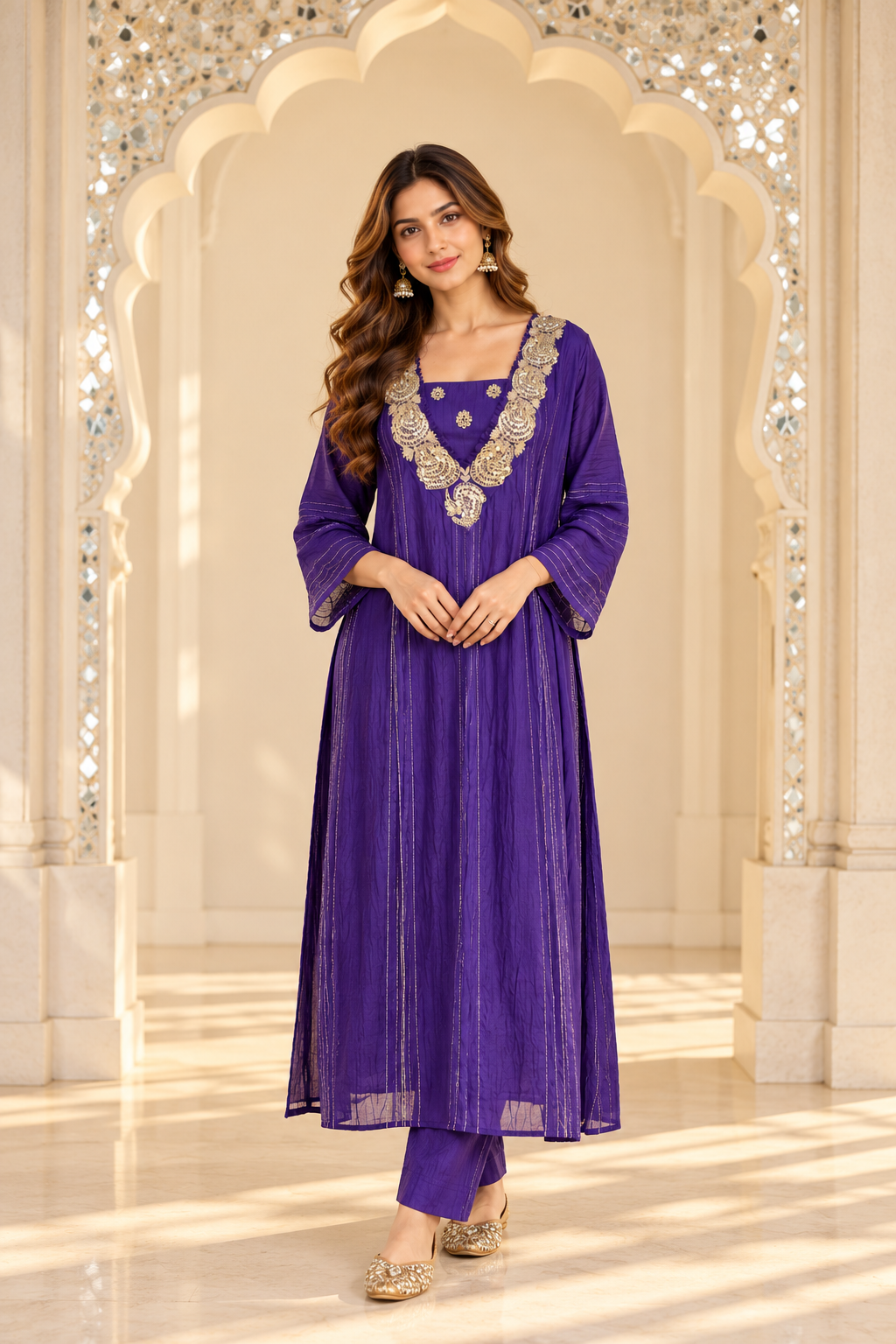 Puprle Zari Handwork Suit