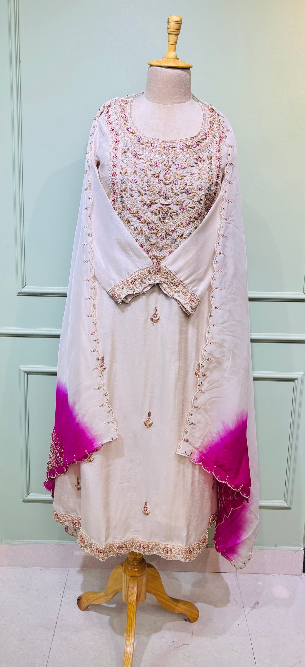 Ivory Gulnaar Embroidered Suit Set