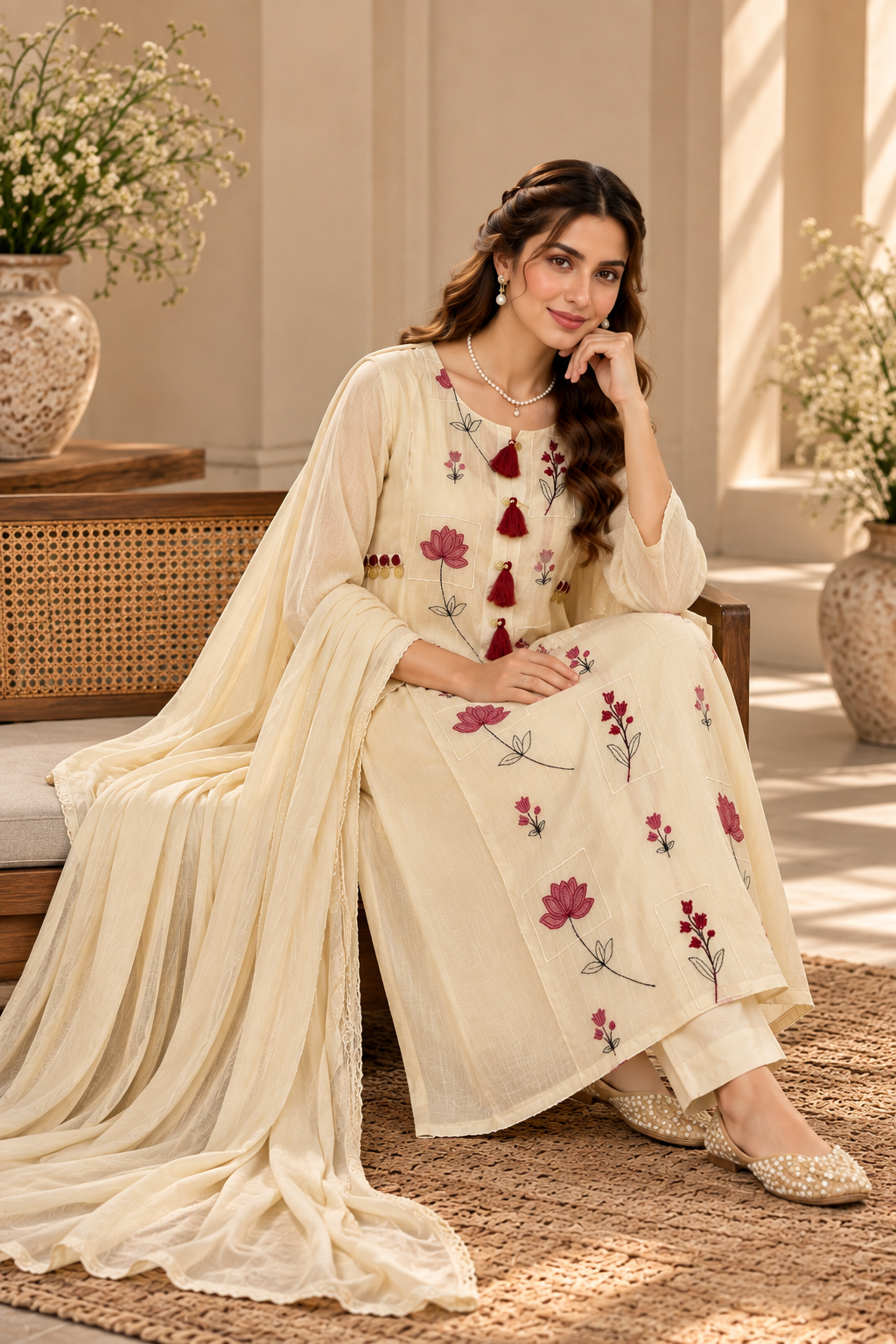 Ivory Lotus Bloom Suit