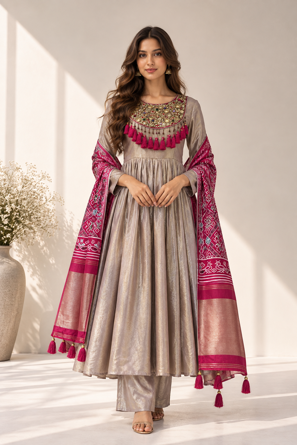 Patola Zari Tissue Shimmer Suit