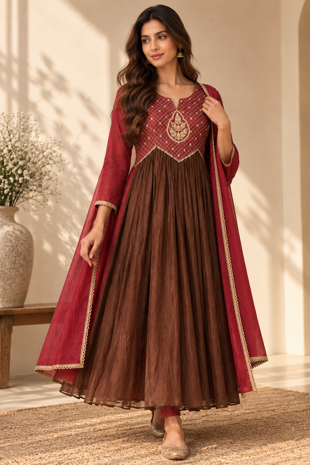 Amber + Mocha Rosewood Mul Chanderi Suit