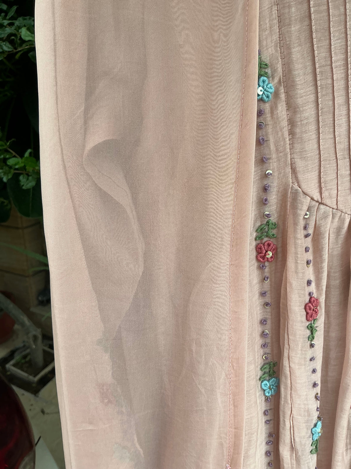 Nude Pink Blossom Mul Chanderi Suit