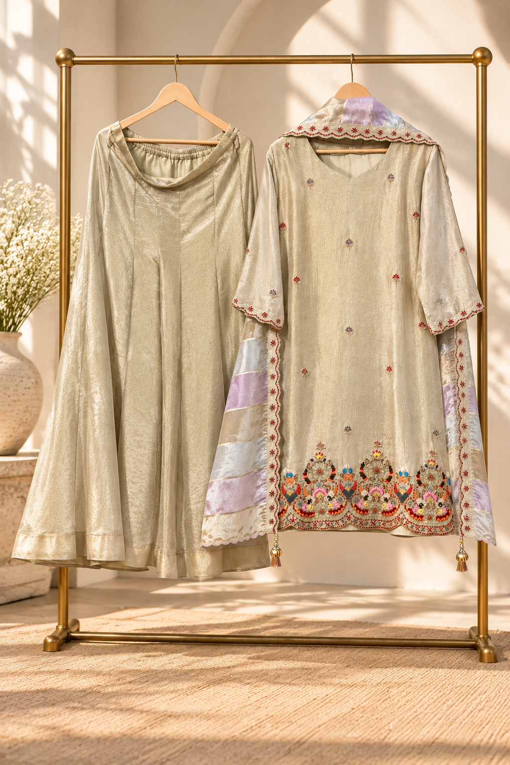 Pure Tissue Shimmer Sharara Set