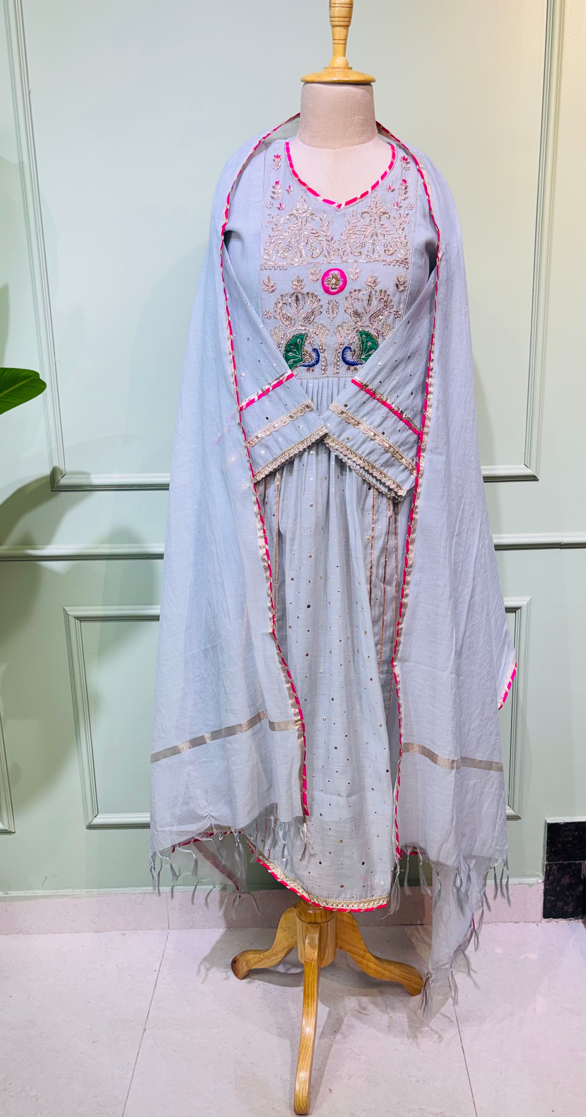 Pearl Grace Mul Chanderi Suit Set