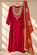 Red Zari Silk Suit
