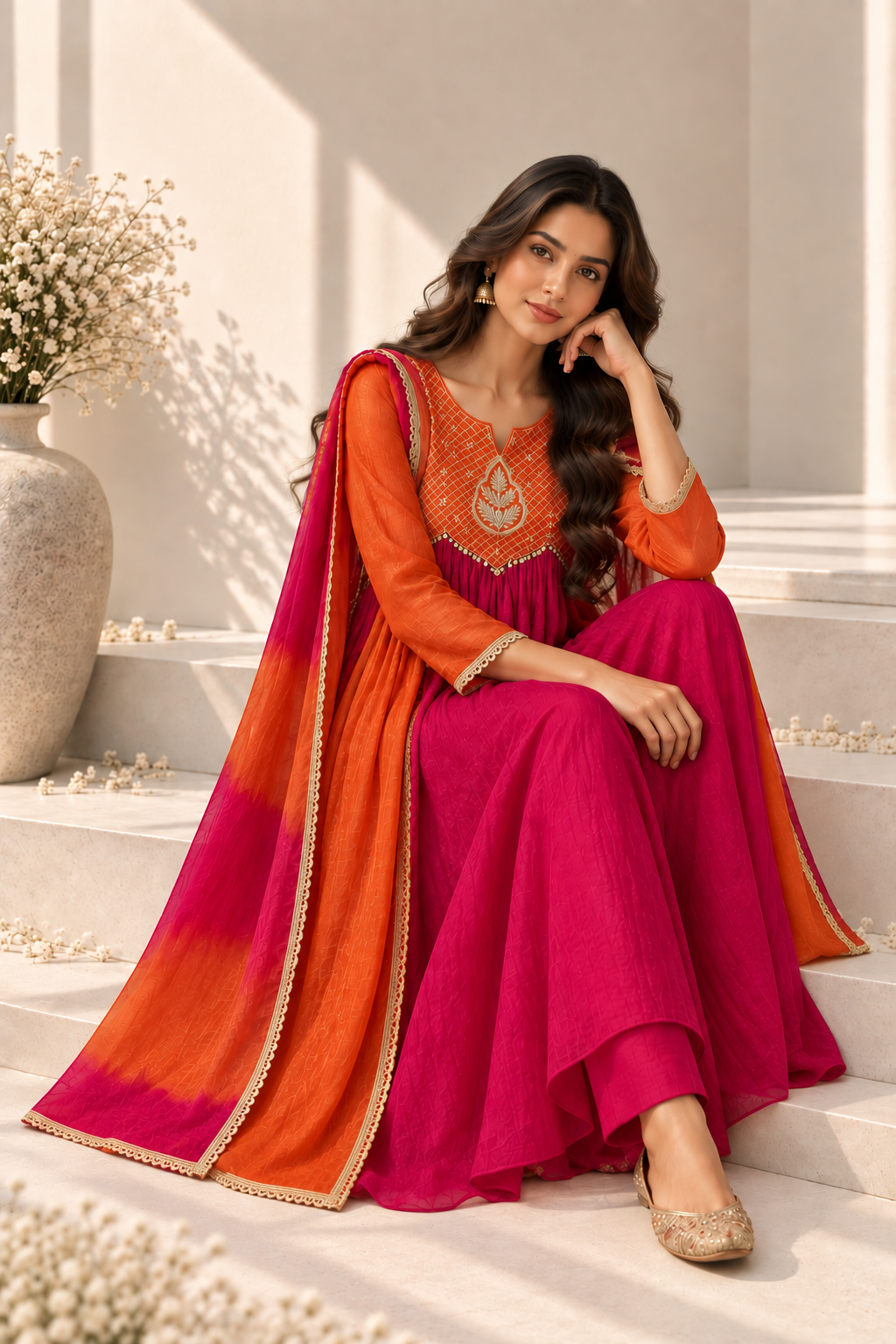 Amber + Mocha Rosewood Mul Chanderi Suit