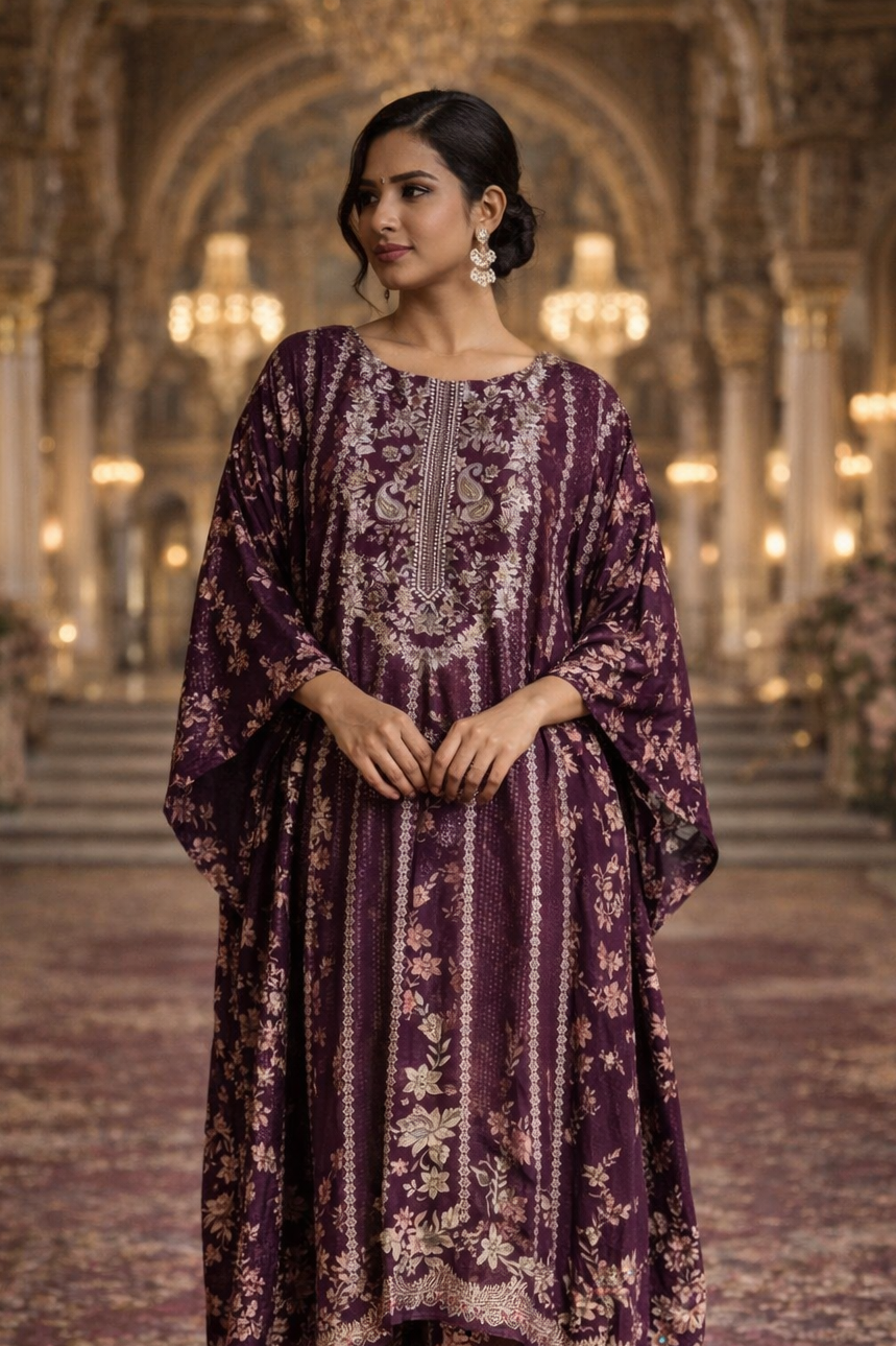 Dark Bloom Kaftan Set