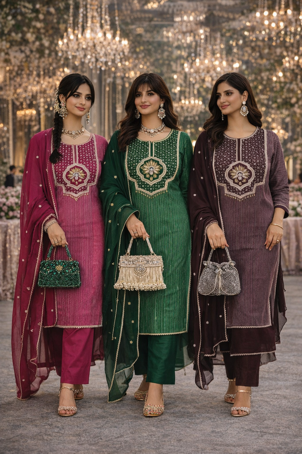 Mid night Shimmer Suit Set