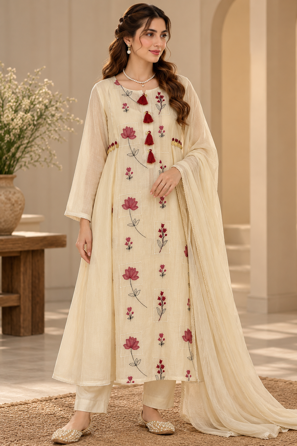 Ivory Lotus Bloom Suit