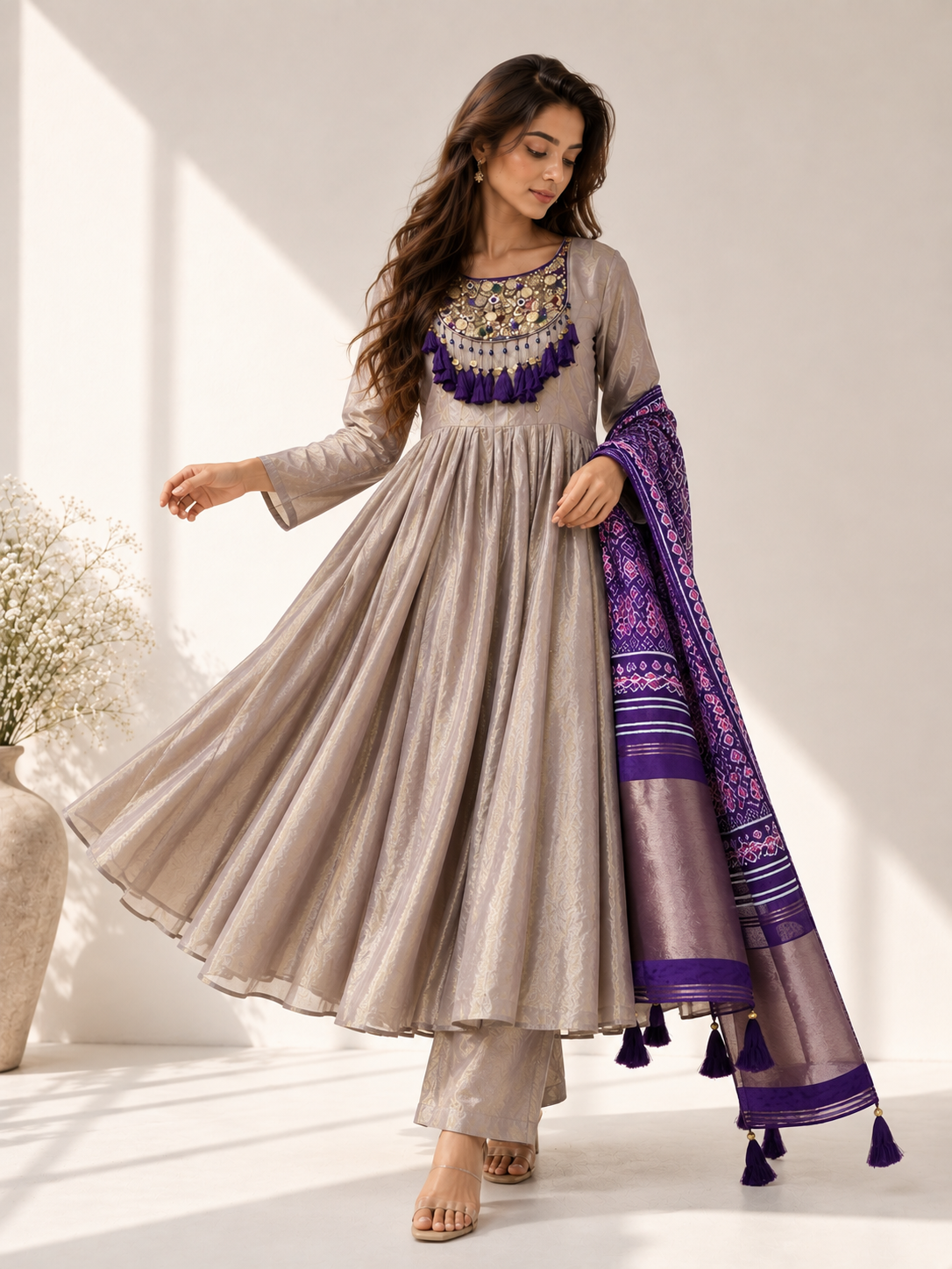 Patola Zari Tissue Shimmer Suit