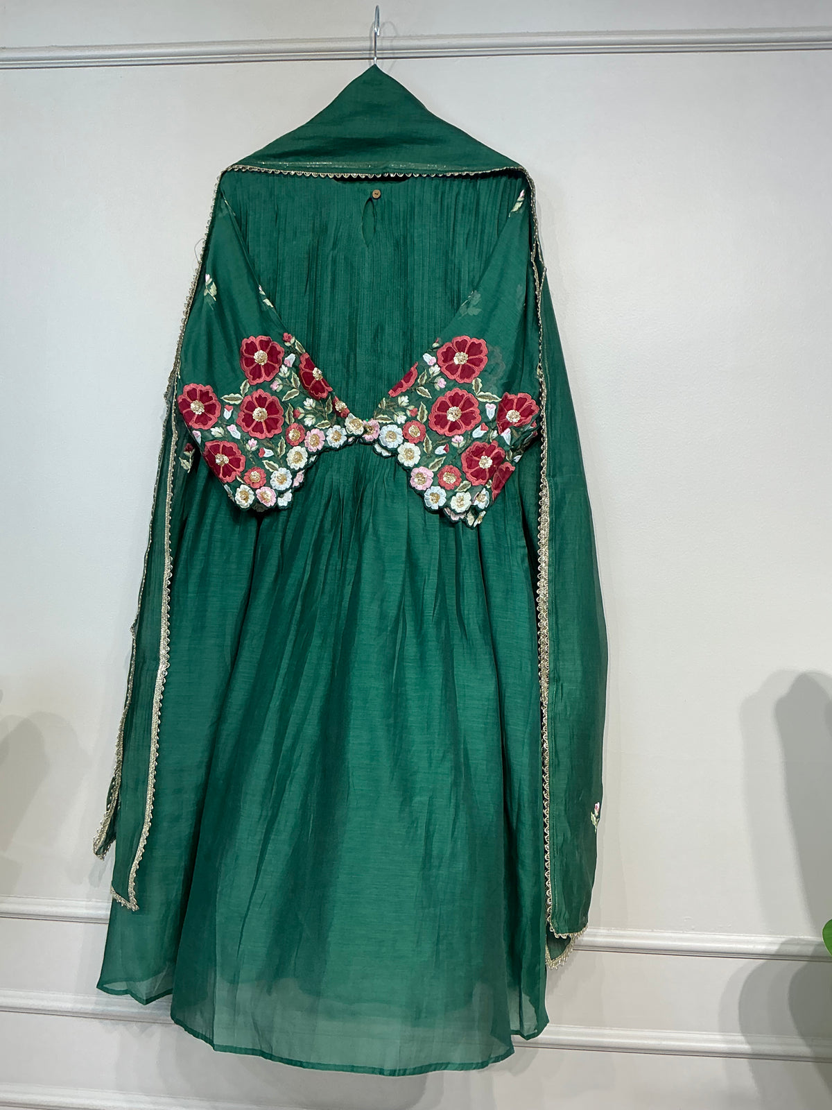 Mocha Brown & Green Mul Chanderi Suit