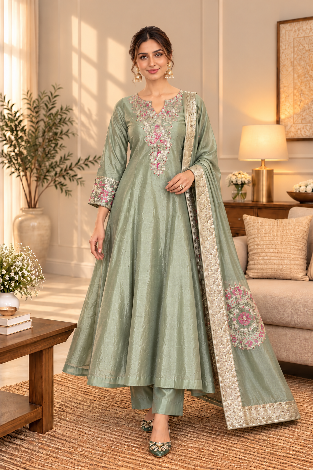 Mint Green Meenakari Suit