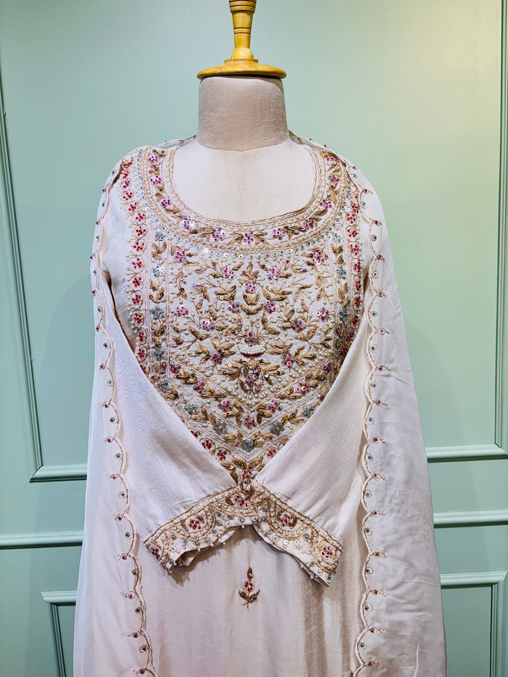 Ivory Gulnaar Embroidered Suit Set