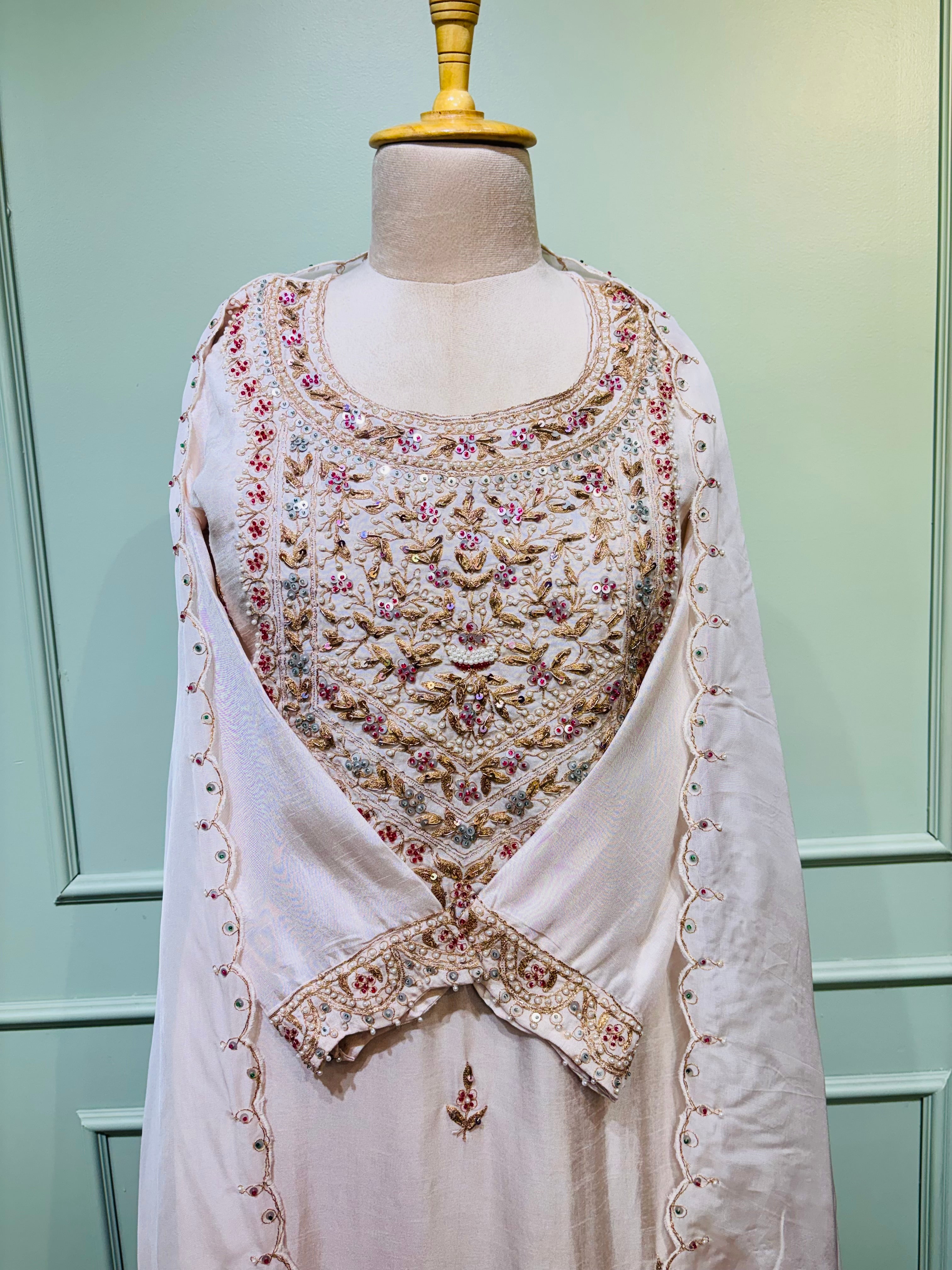 Ivory Gulnaar Embroidered Suit Set