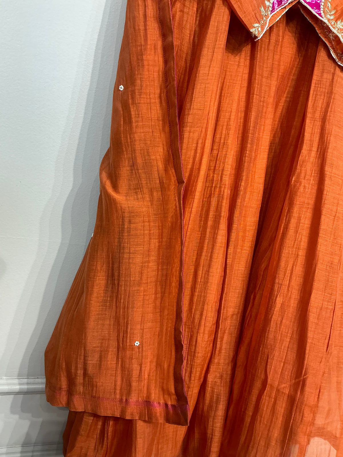 Bandhej Amber & Green Mul Chanderi Suit