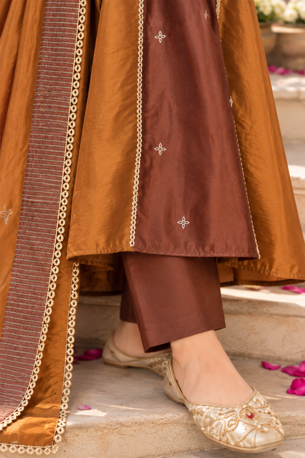 Kaarigari Brown Chanderi Silk   Suit