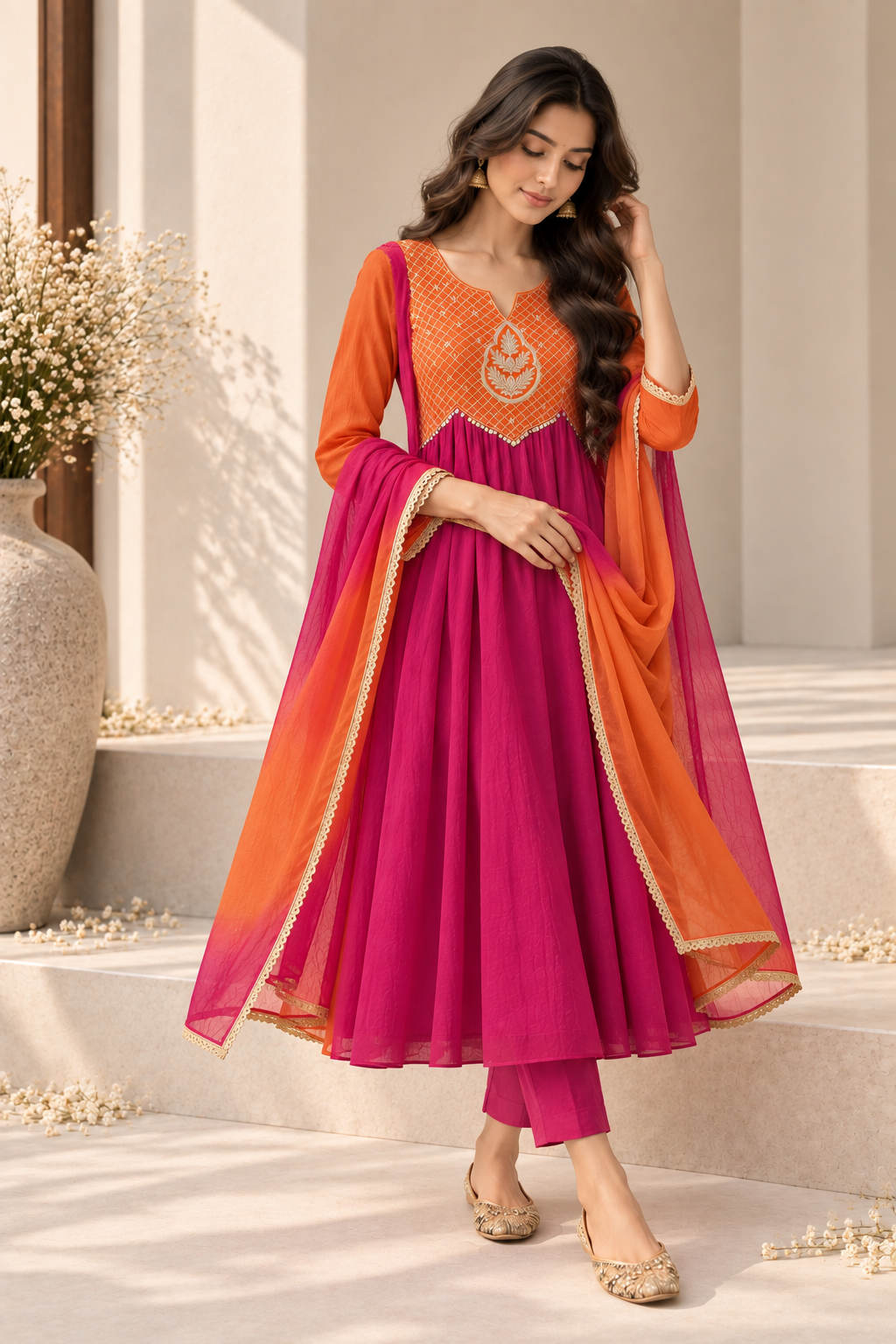 Amber + Mocha Rosewood Mul Chanderi Suit