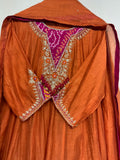 Bandhej Teal/ Amber Mul Chanderi Suit