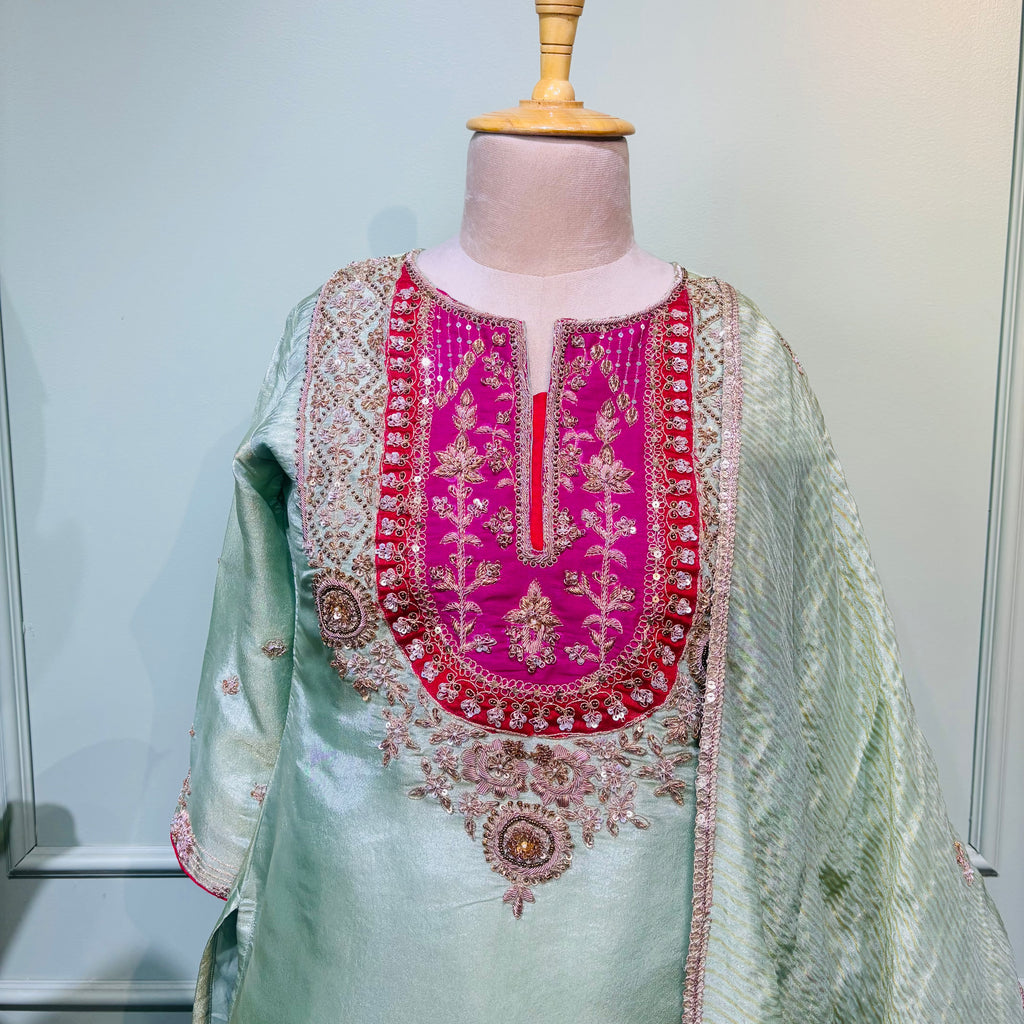 Pista Pink Zari Elegance